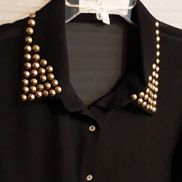 Vintage Havana semi sheer blouse with collar studs - Picture 2 of 7